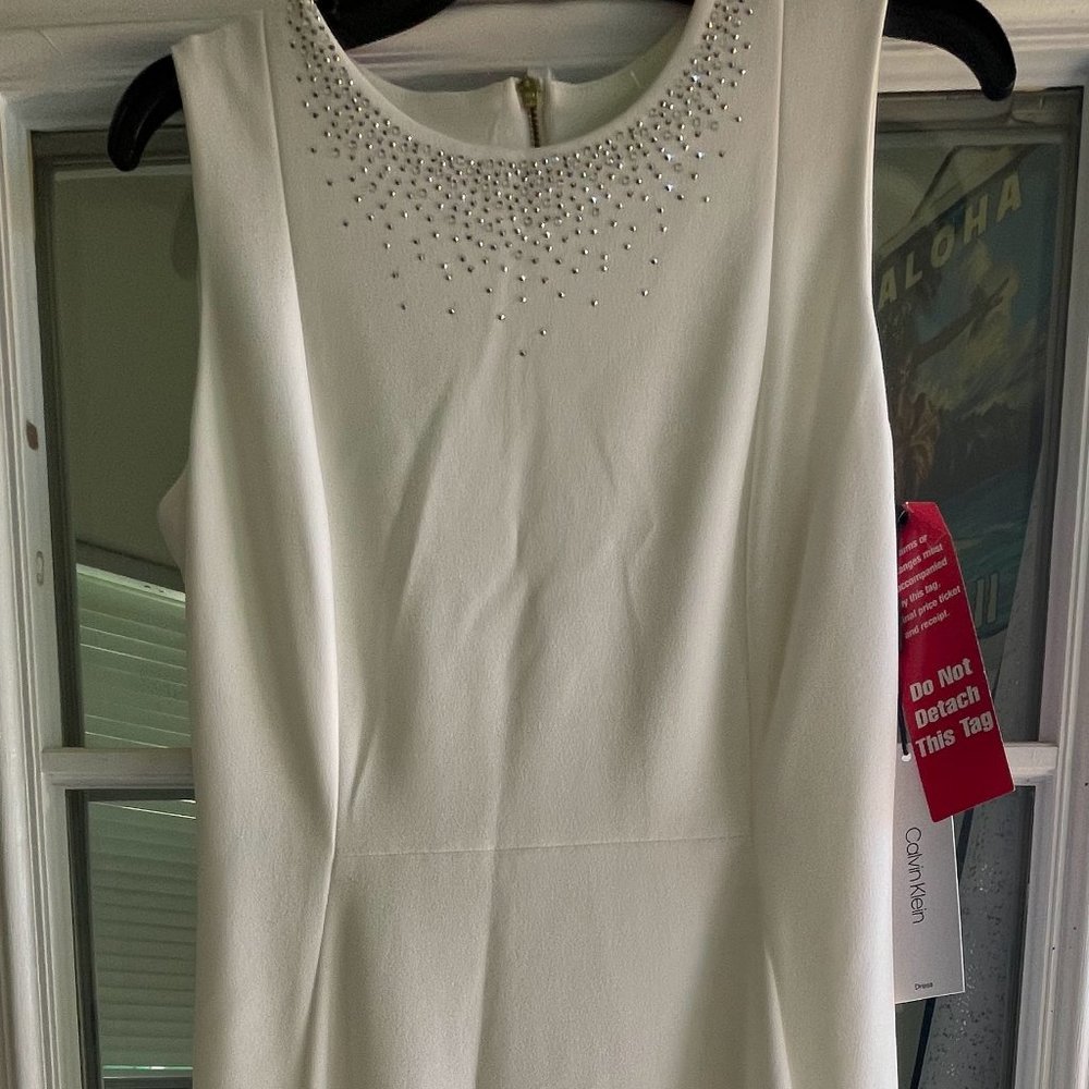 Calvin Klein Embellished Hi-Low Midi Dress